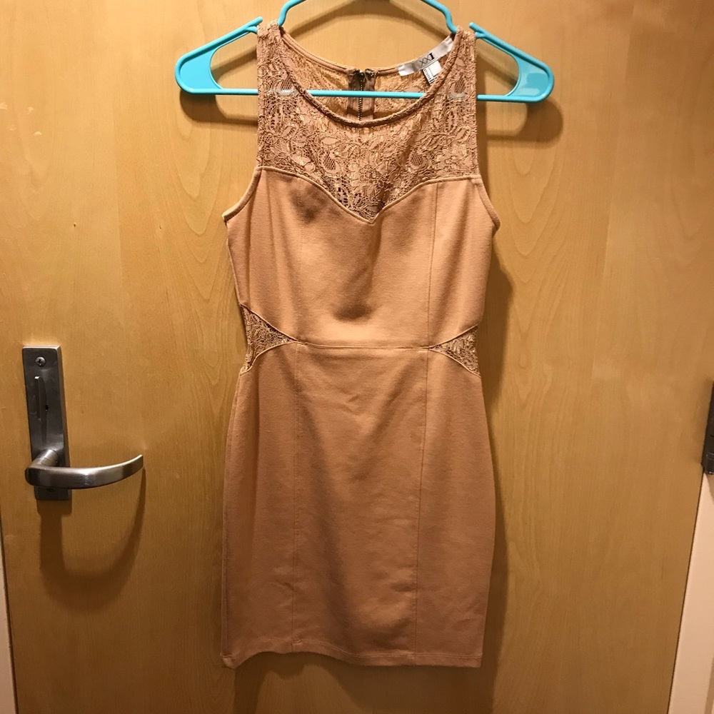 Camel bodycon dress